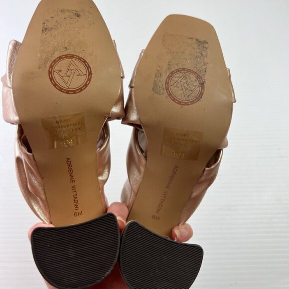 Adrienne Vittadini Genie Rose Gold Crossover Block Heel Slide Sandals Size 6 - Picture 10 of 12